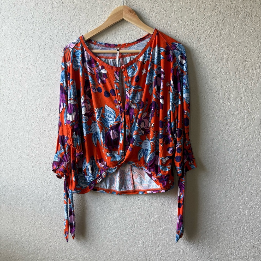 Free People Orange Floral Blouse